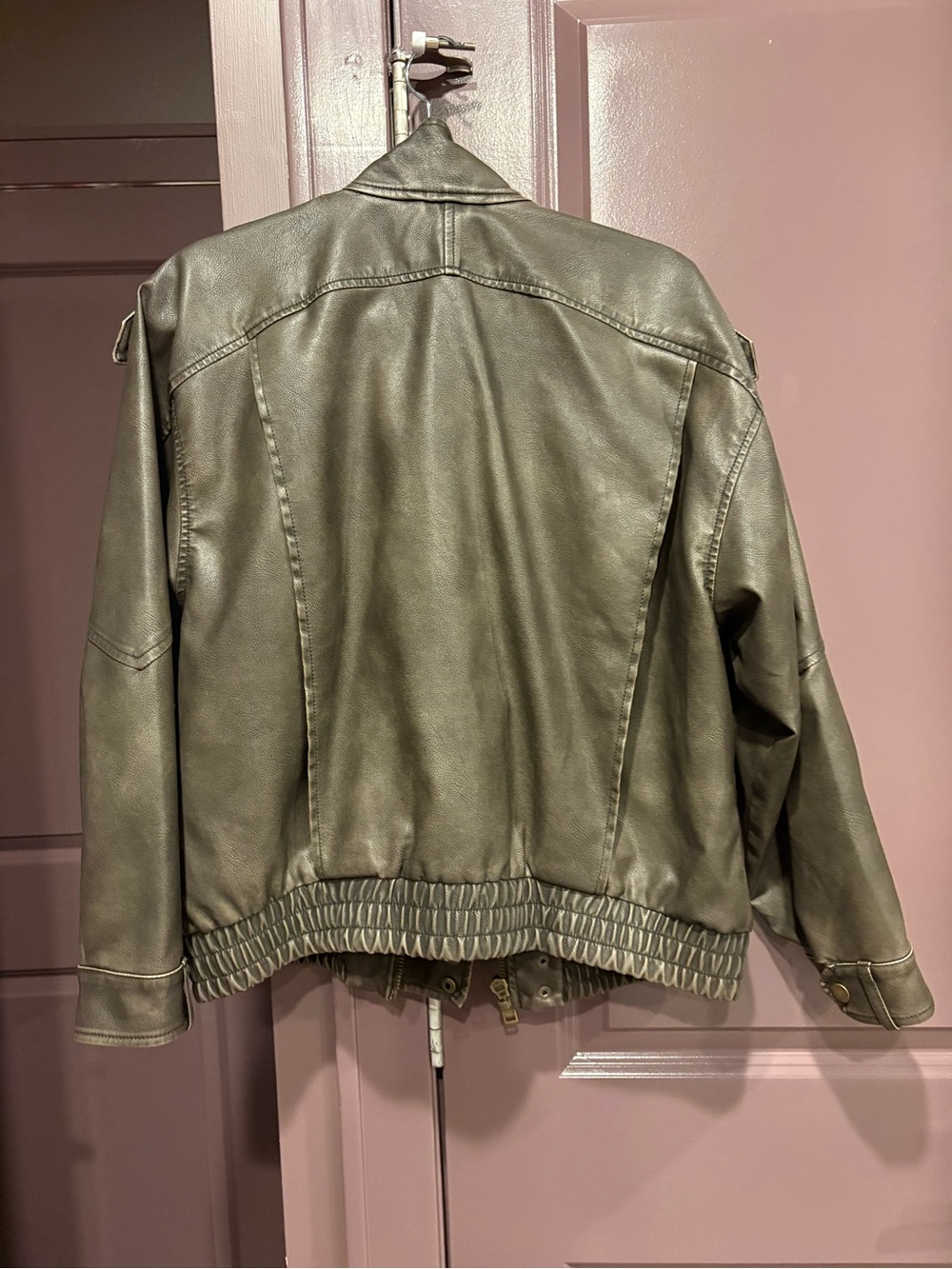 Abercrombie & Fitch Dark Brown Leather Bomber Jacket - Picture 3 of 4